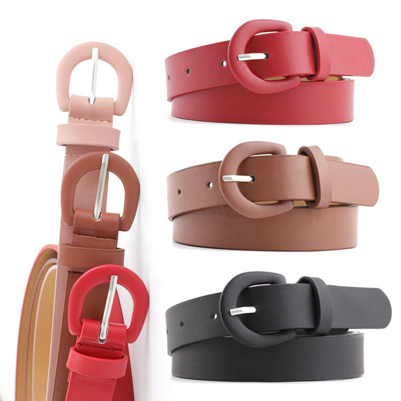 Ladies Glossy PU Small Belt Fashion Pin Buckle Decorative Jeans Thin Waistband
