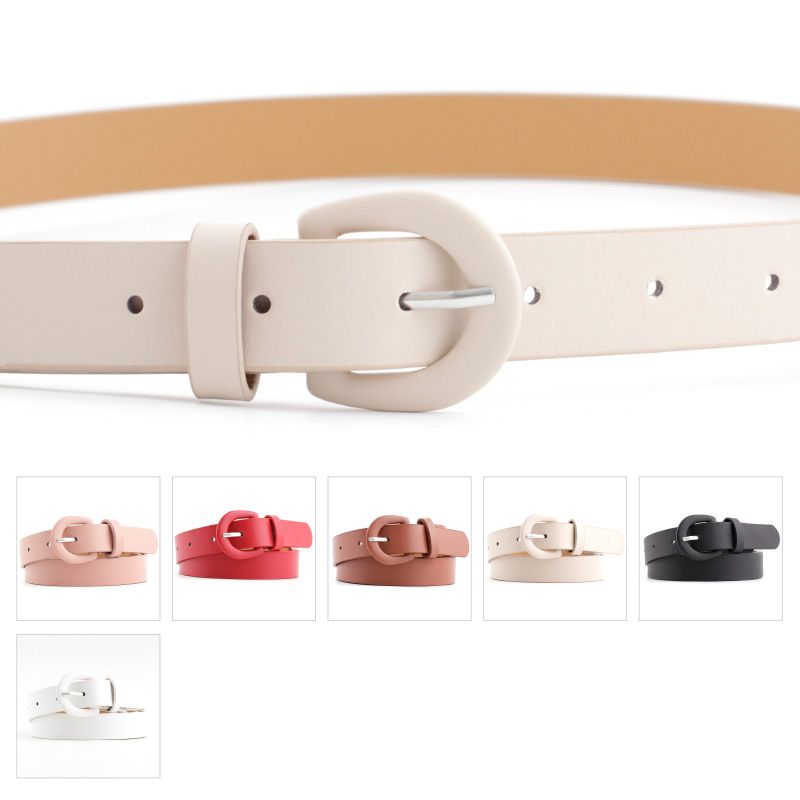 Ladies Glossy PU Small Belt Fashion Pin Buckle Decorative Jeans Thin Waistband