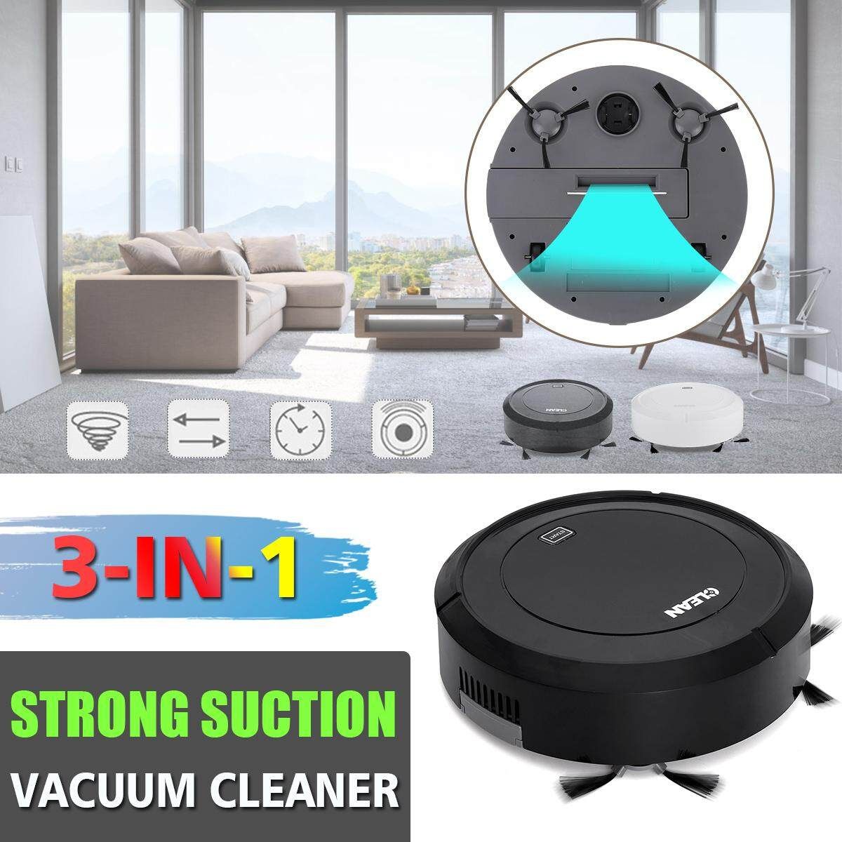 3 In1 Automatic Rechargeable Smart Robot Vacuum Cleaner Super Sweeper Edge Clean White
