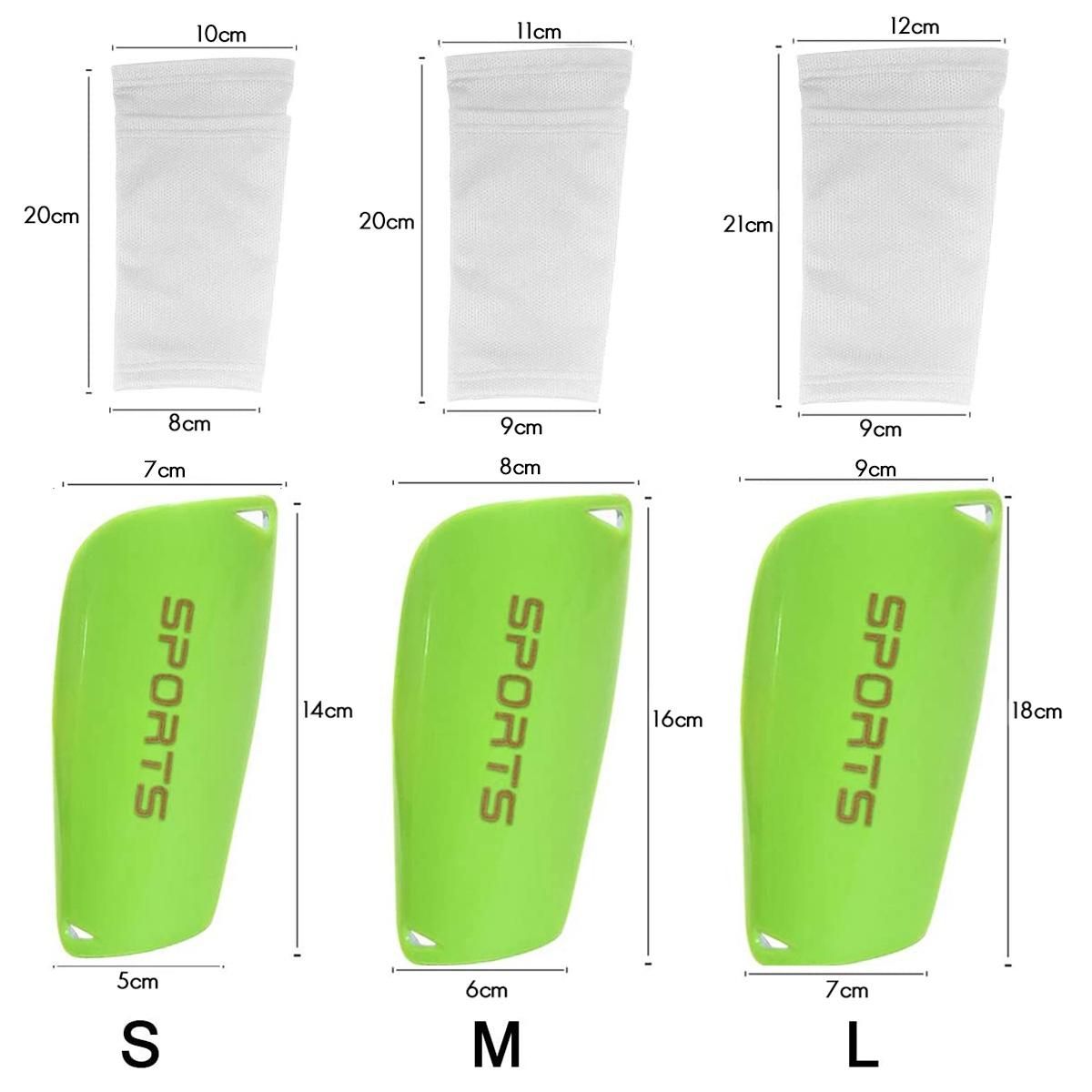 Football Shin Guard Socks+Shin Pads Sleeves Mesh Breathable for Football Games Beginner Fitness Sports Protective Gear,S Green+White