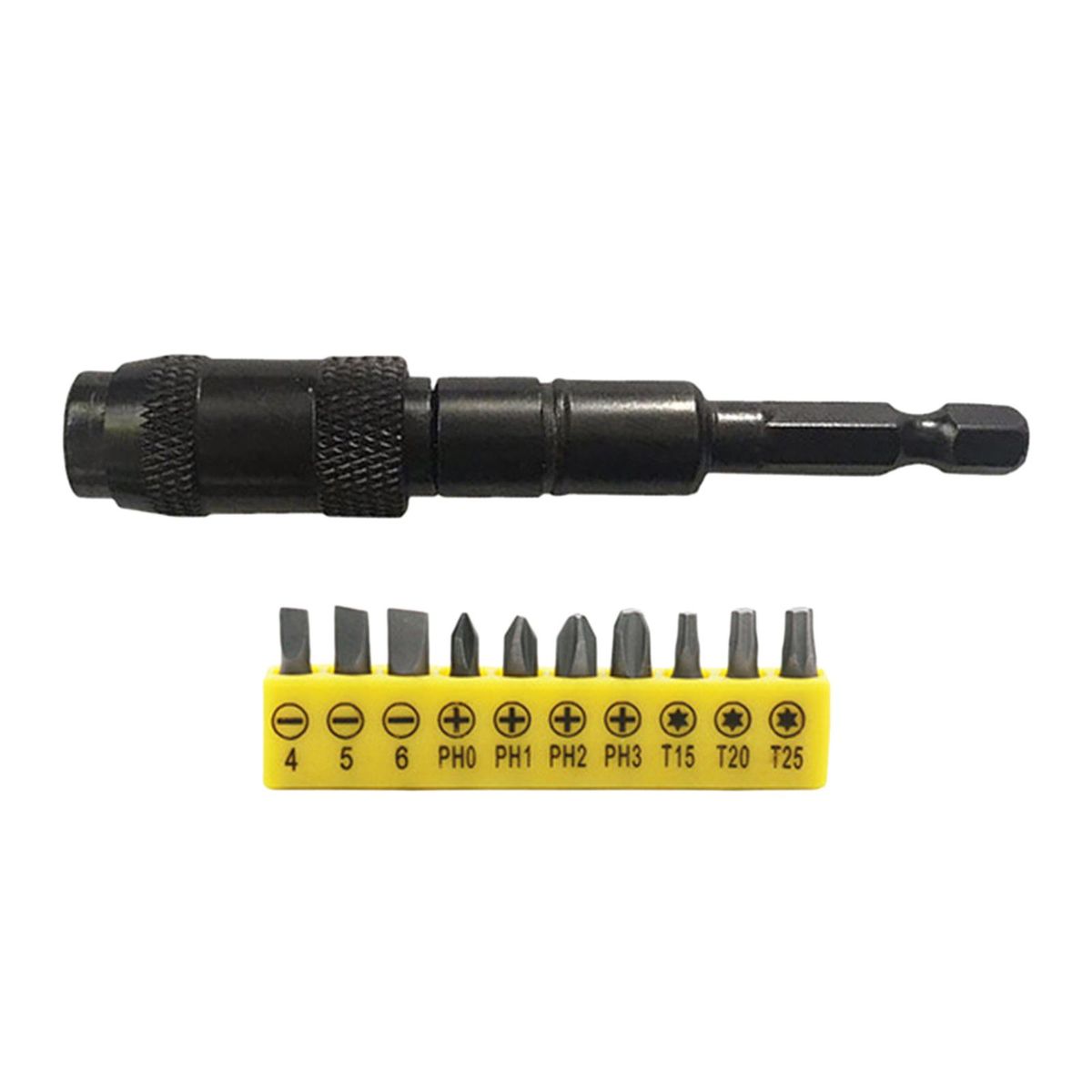 Adjustable Pivoting Drill Bit Holder  Drill Black With 10 Bits