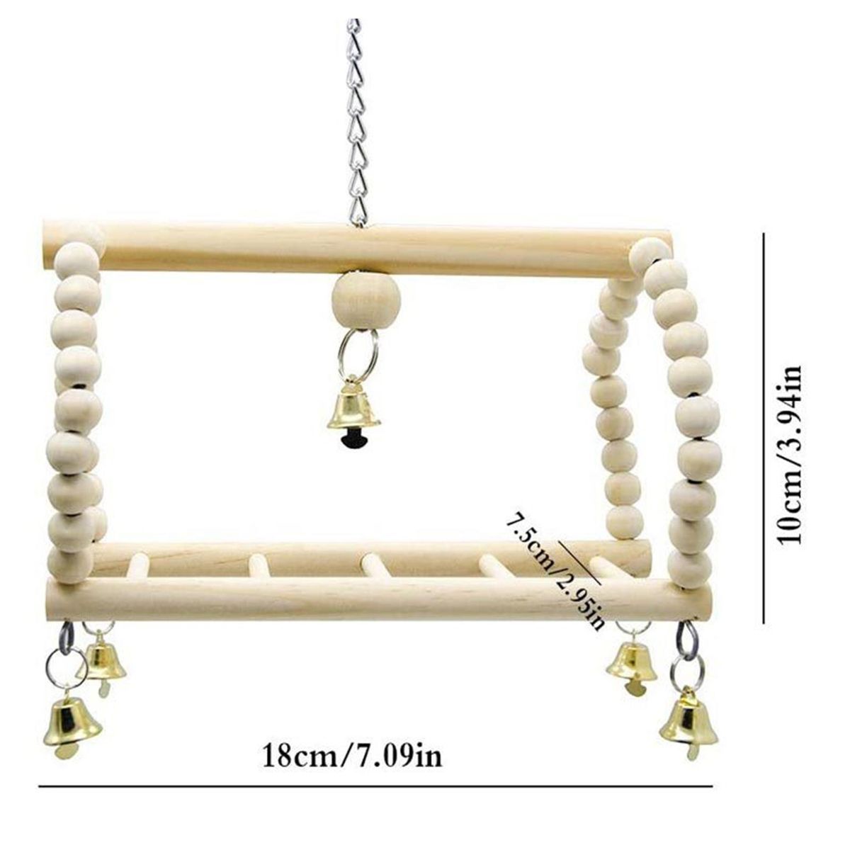Parrot Bird Toy Set Swing Cage Accessories Wooden Color 7-Piece Set  Bird Toys  Interactive  Targeted Audience