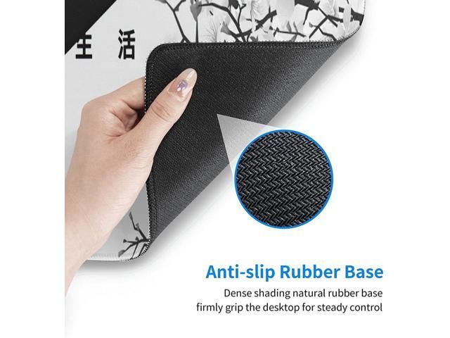 Black And White Cherry Blossom Gaming Mouse Pad XL Extended Large Mouse Mat Desk Pad Stitched Edges Mousepad Long Non-Slip Rubber Base Mice Pad 31.5 X 11.8 Inch