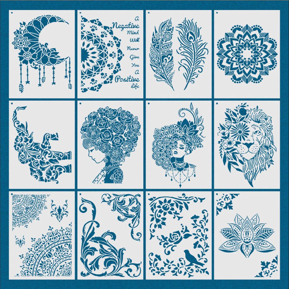 12Pcs Mandala Stencil A4 21x29cm Painting Template For