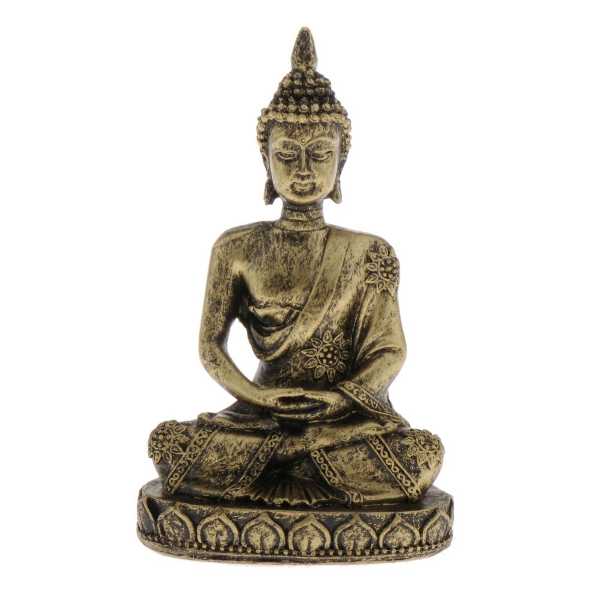 3in Seated Meditation Sandstone Stone Buddha Monk Gesha Statue Bronze