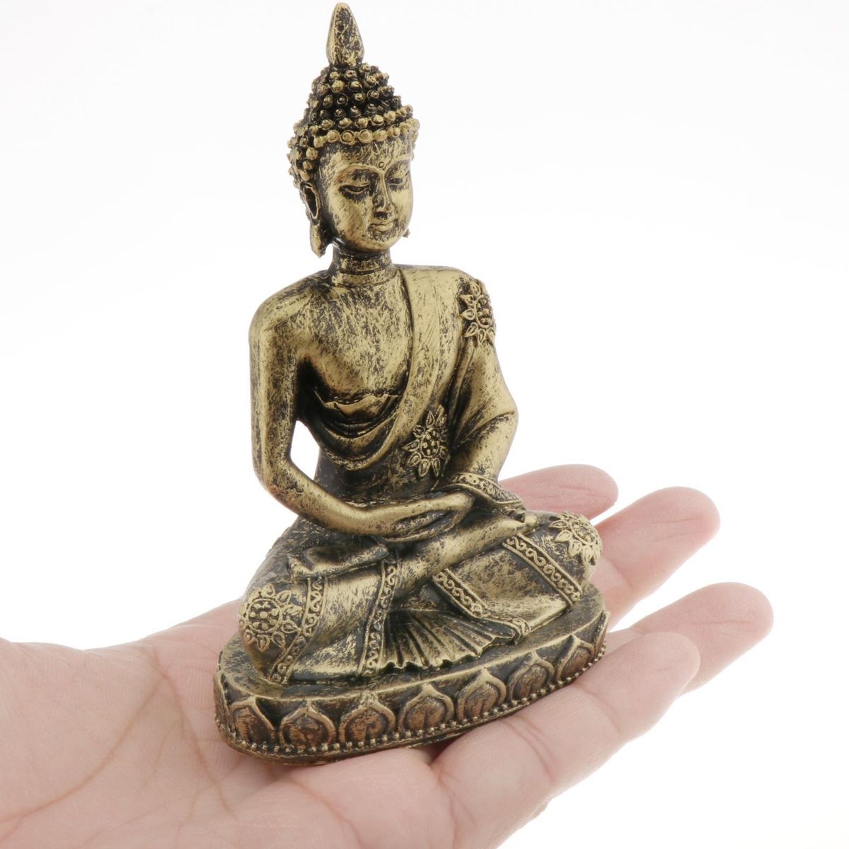 3in Seated Meditation Sandstone Stone Buddha Monk Gesha Statue Bronze