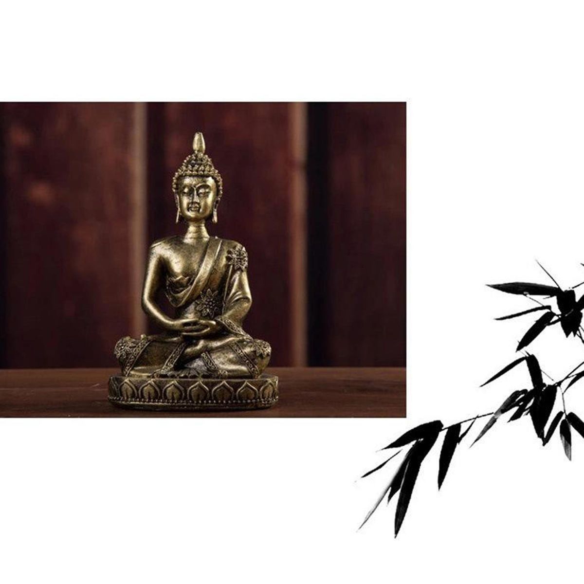 3in Seated Meditation Sandstone Stone Buddha Monk Gesha Statue Bronze