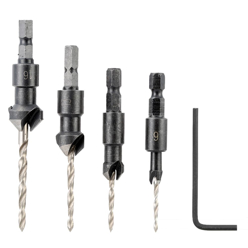4 Pcs/set Professional Countersink Drill Bit Set With Quick