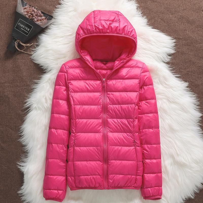 Hooded, oversized, fat and lightweight down jacket for women, thin and warm in autumn and winter,