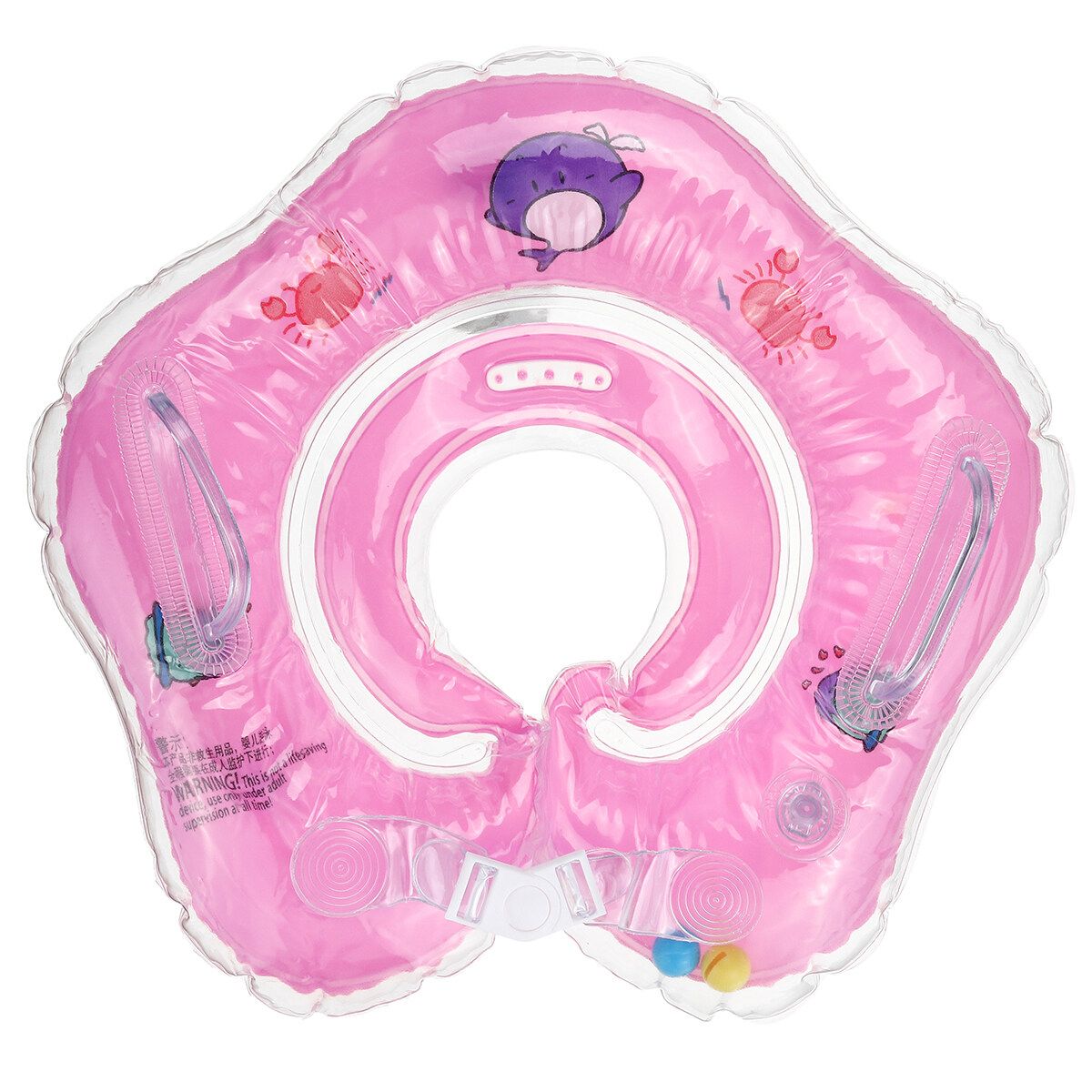 Baby Swimming Ring Kid Infant Neck Collar Float Air Inflatable PVC 0-18 Months Pink