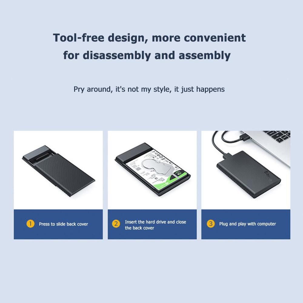 ORICO 2.5 Inch SATA To USB 3.0 HDD SSD Case 2 4 TB Hard Disk Drive Box 2521U3 External HDD Enclosure For Samsung Seagate SSD