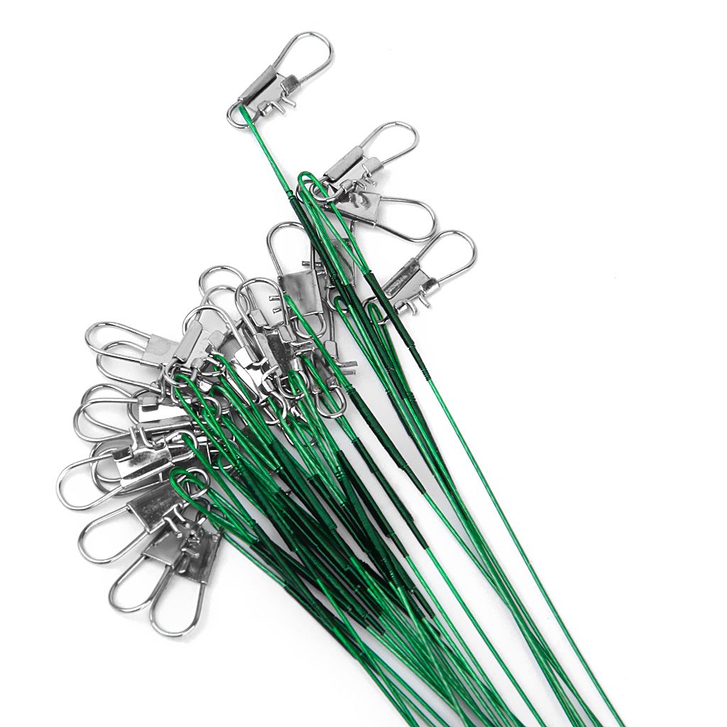 72pc Fishing Trace  Leader Steel Wire Swivel 15/21/30cm 3