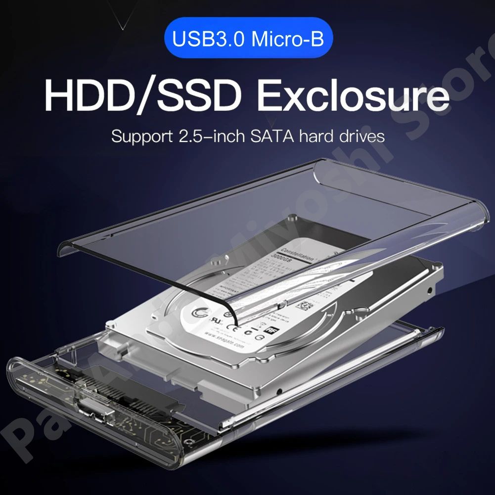 Transparent USB3.0 External Hard Disk Drive Enclosure 5Gbps
