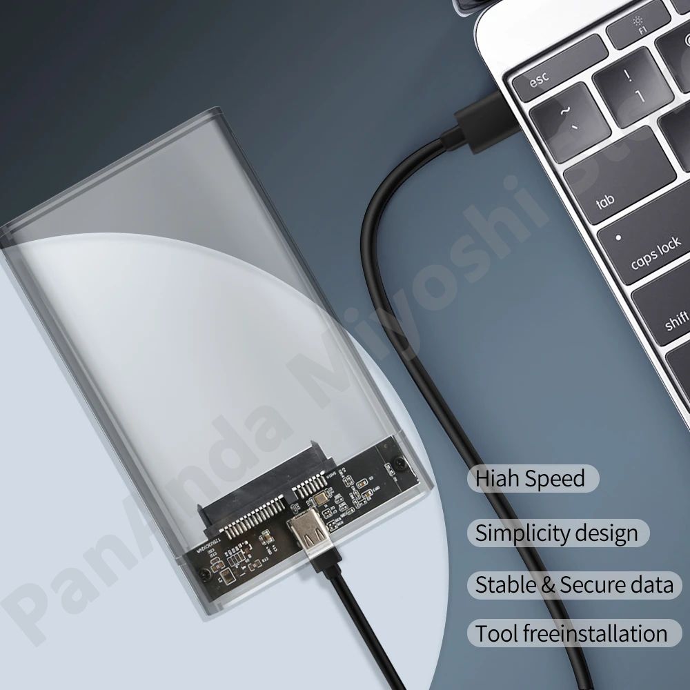 Transparent USB3.0 External Hard Disk Drive Enclosure 5Gbps
