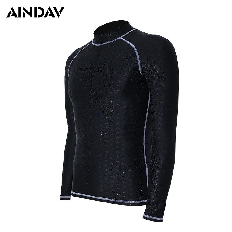Professional Men Women Wetsuit Long Sleeve Swimsuit Sunscreen UV Swimming Shirts Diving Suit Black