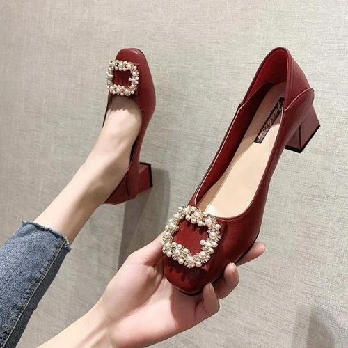 Red Wedge Heel Shoes Women Ladies Ballet Shoes Office Slip On Comfy Loafers