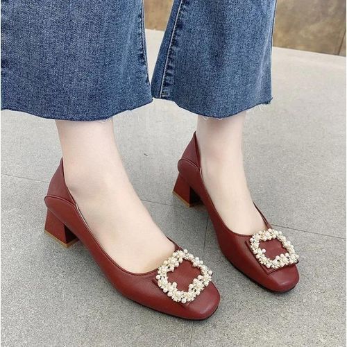 Red Wedge Heel Shoes Women Ladies Ballet Shoes Office Slip On Comfy Loafers
