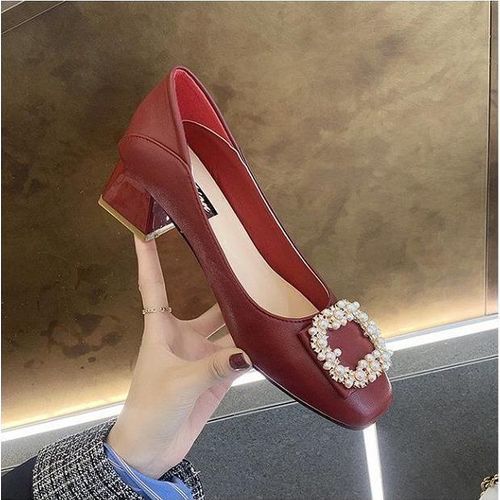 Red Wedge Heel Shoes Women Ladies Ballet Shoes Office Slip On Comfy Loafers
