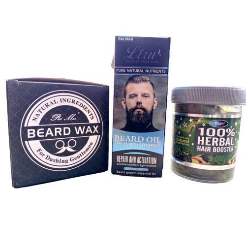 Growing Kit, Beard Oil + Beard Balm + 100% Hair Booster