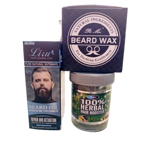 Growing Kit, Beard Oil + Beard Balm + 100% Hair Booster