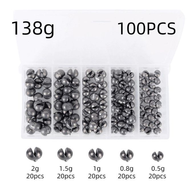 100pcs  Sinker Set Split Lead Shot Weight Removable 100pcs