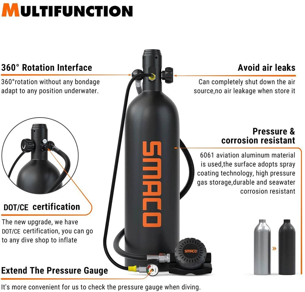 Smaco 2L Mini Scuba Tank Diving Equipment
