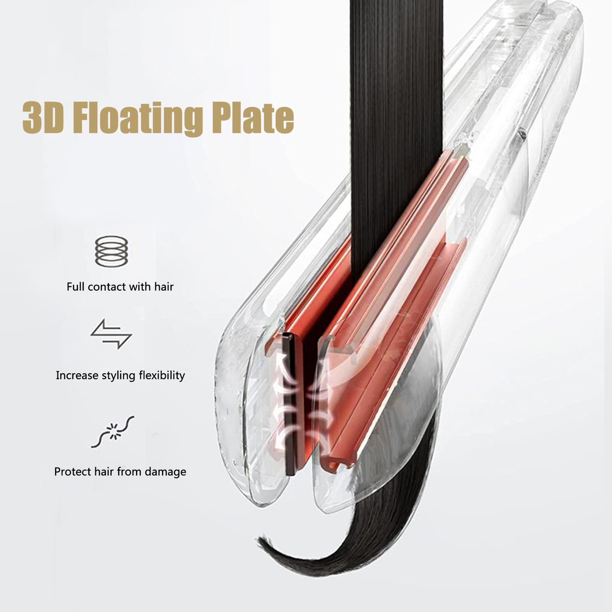 2 In 1 Hair Straightener Curler 3D Drifting Plate LCD
