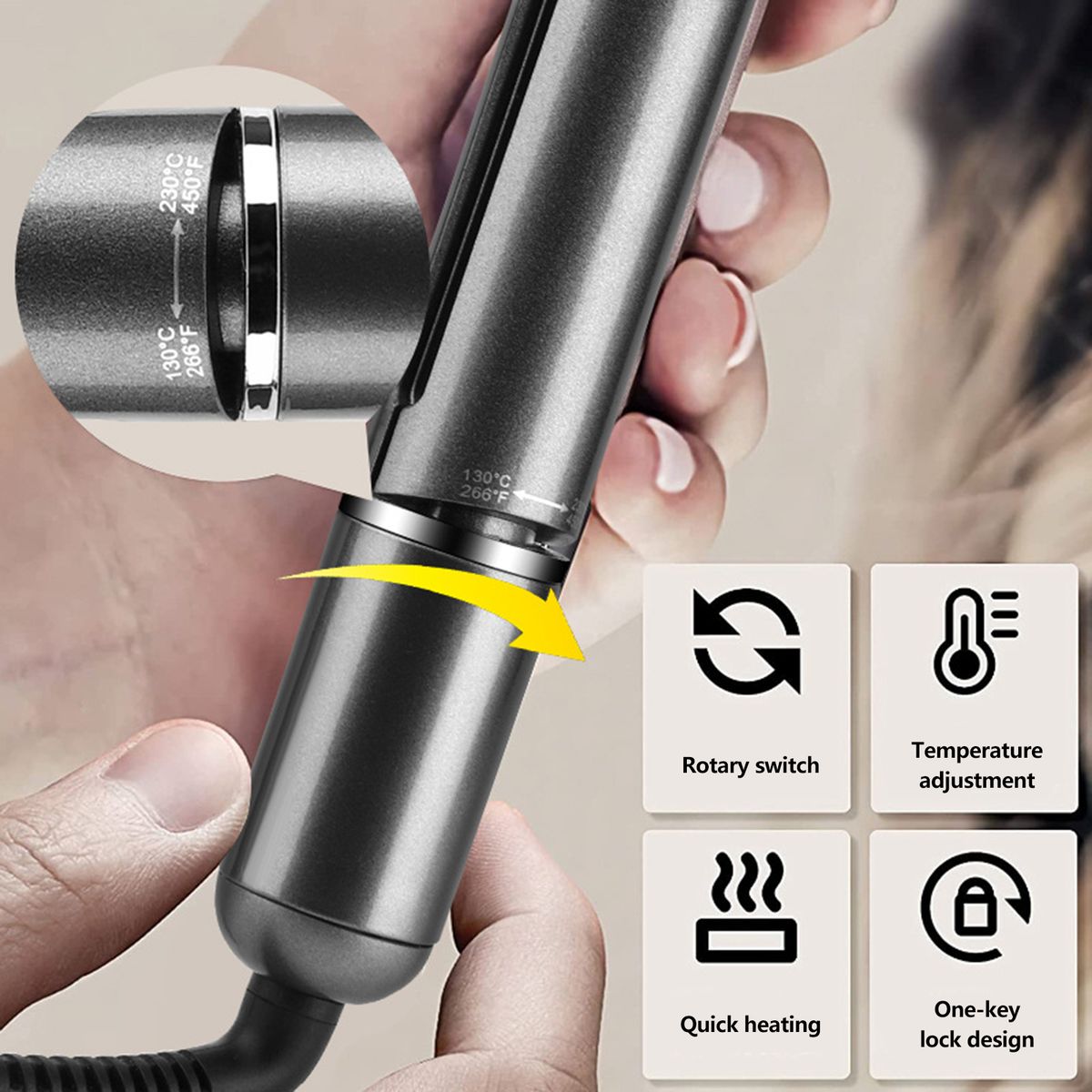 2 In 1 Hair Straightener Curler 3D Drifting Plate LCD