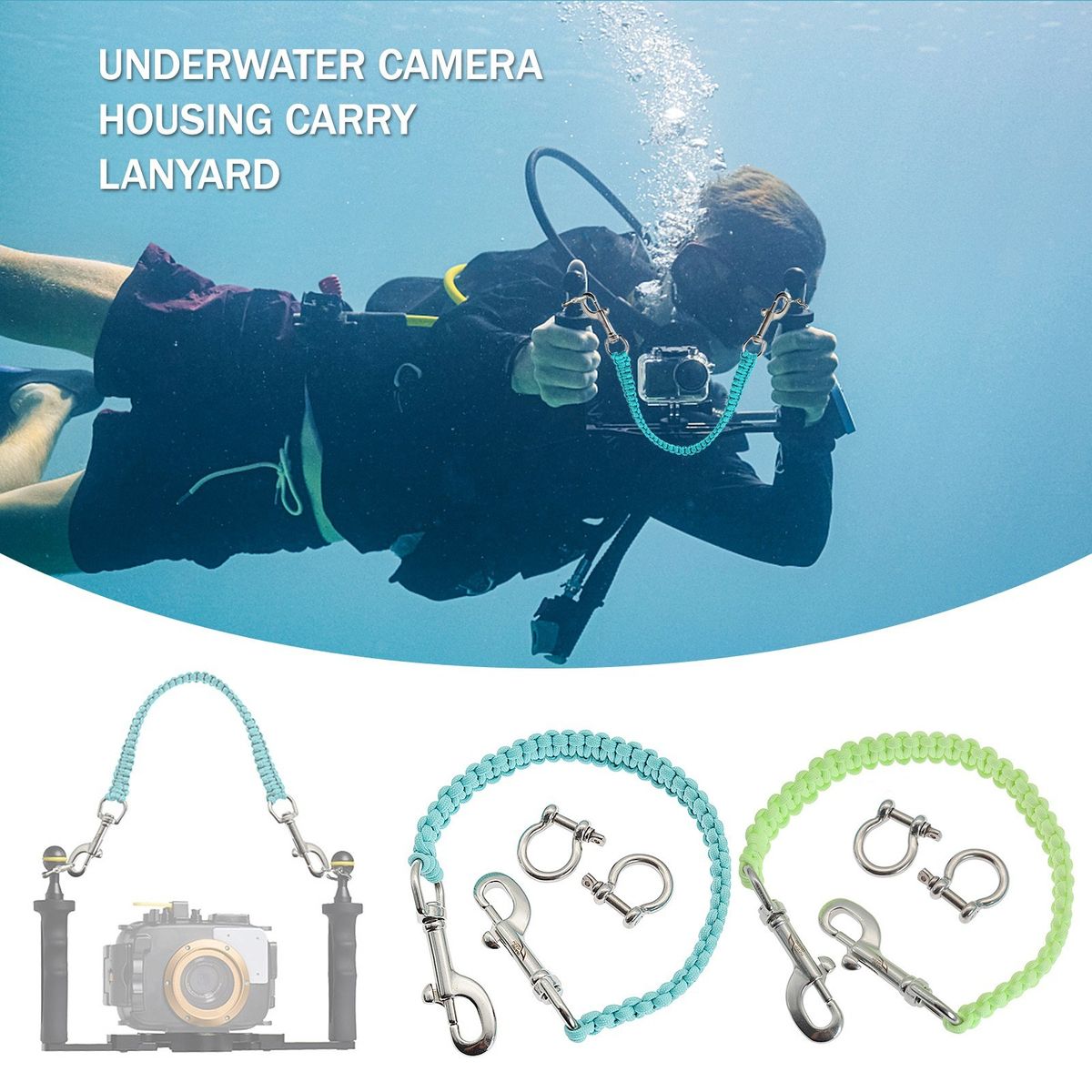 2 PCS Underwater Camera Housing Carry Lanyard Luminous