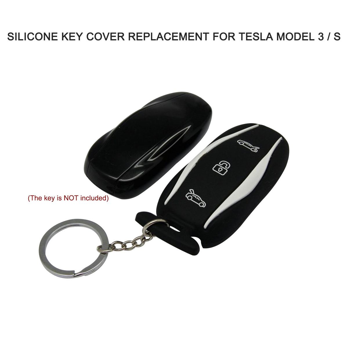 Silicone Key Cover Case Key Protection Shell with Key Chain Replacement for Tesla Model 3 / S