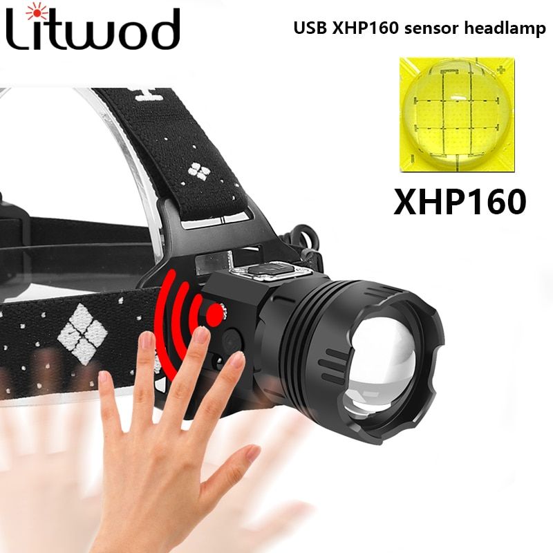 1000000LM XHP160 High Powerful Headlamp Flashlight LED USB