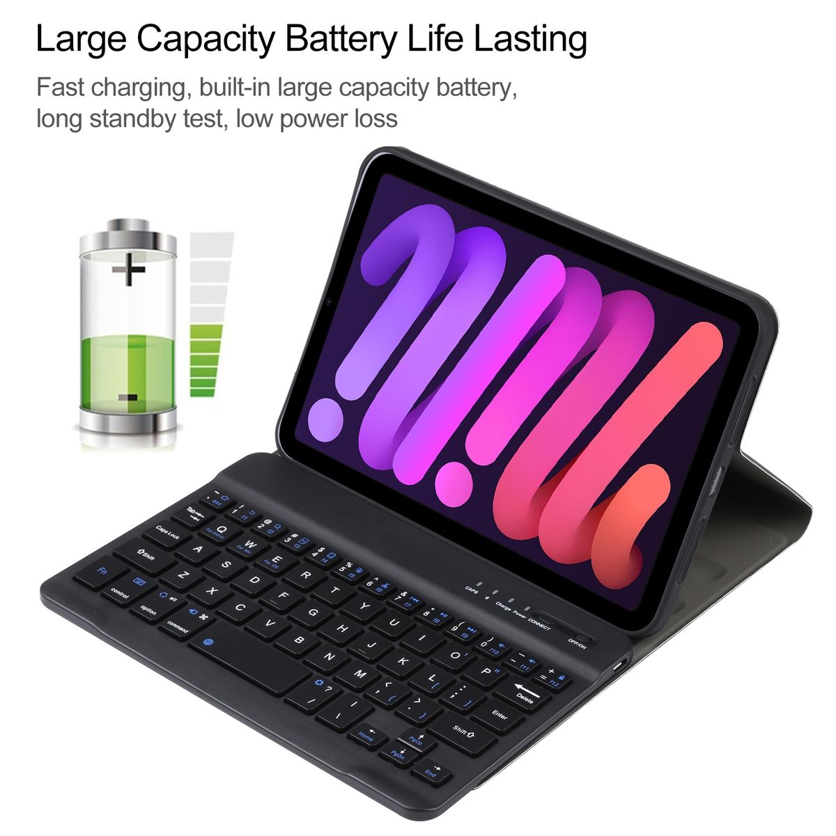 A06 Detachable Bluetooth Keyboard Leather Tablet Case For IPad Mini 6 (Black)