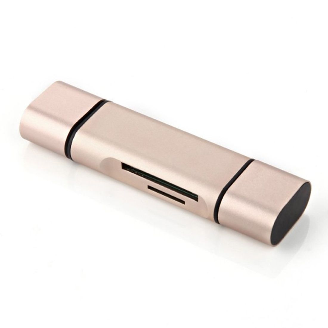 3 In 1 Type-c & Micro USB & USB 2.0 3 Ports SD / TF Card Reader For OTG Enabled Smartphones / PC(Gold)