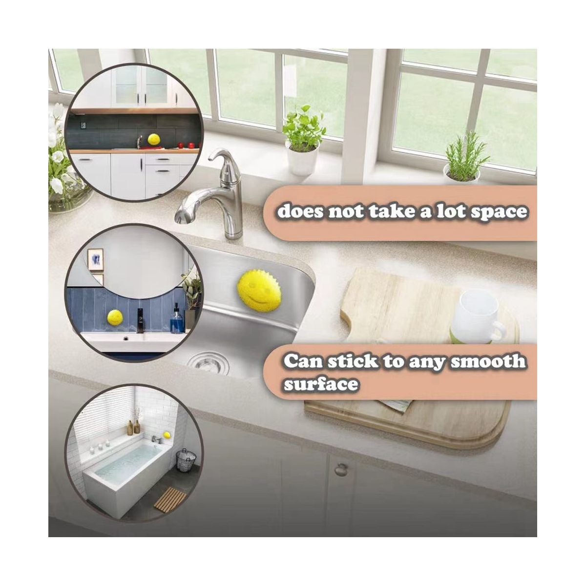 Smile Sponge Fixed Bracket Organizer Suction Cup Sink