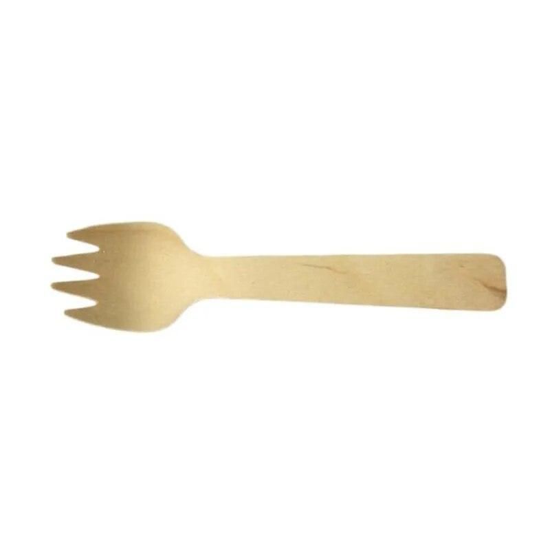 100Pcs Disposable Wooden Cutlery Forks Party Dessert Utensils Tableware Wooden Fork Flatware Wood Cutlery Pitchfork