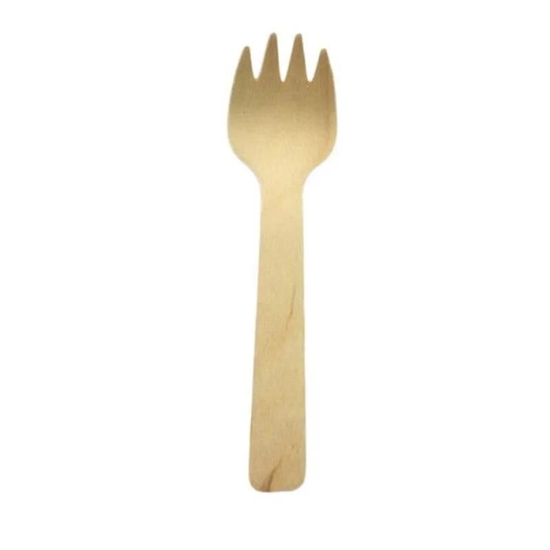 100Pcs Disposable Wooden Cutlery Forks Party Dessert Utensils Tableware Wooden Fork Flatware Wood Cutlery Pitchfork