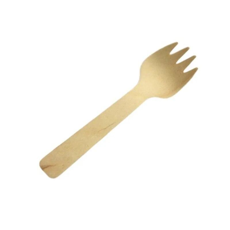 100Pcs Disposable Wooden Cutlery Forks Party Dessert Utensils Tableware Wooden Fork Flatware Wood Cutlery Pitchfork