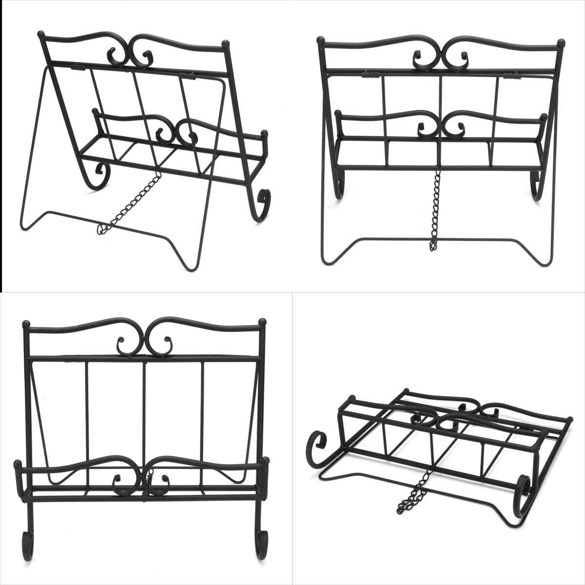 Country Iron Scroll Recipe Holder Book Stand With Metal Weights 36.5cm(W) White White