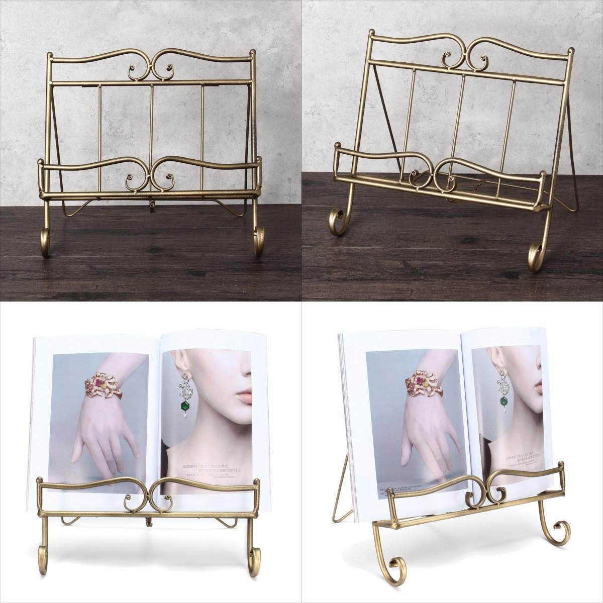 Country Iron Scroll Recipe Holder Book Stand With Metal Weights 36.5cm(W) White White