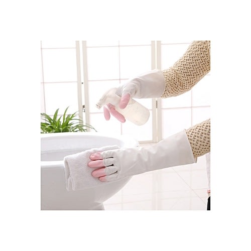 Kitchen Dish Washing & House Cleaning Rubber Gloves -pink