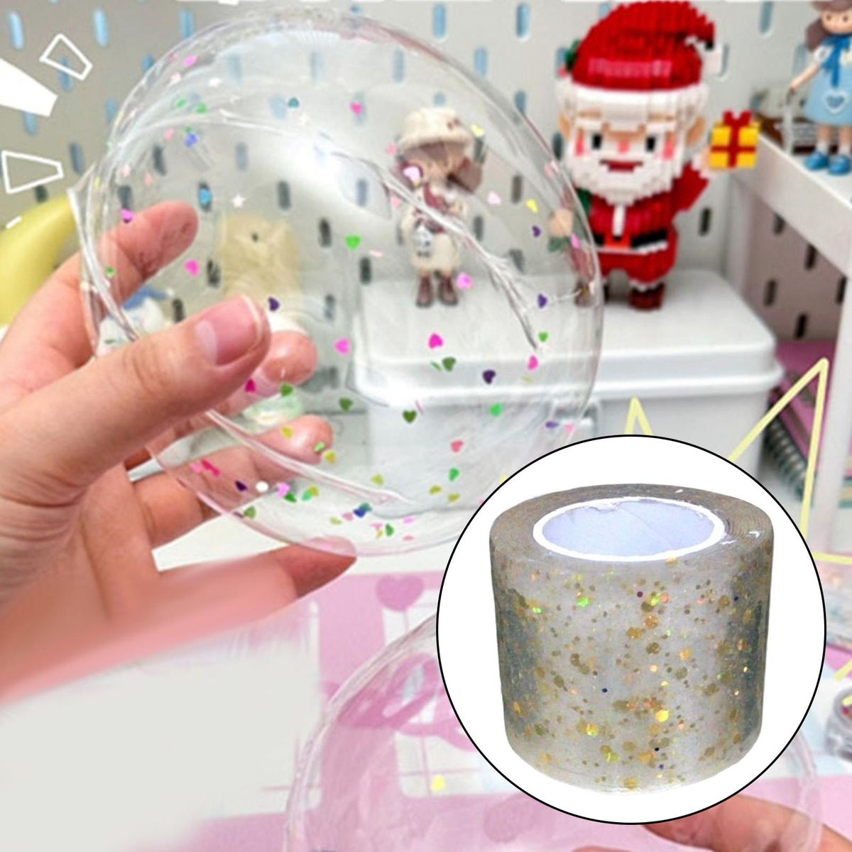 Nano Glitter Tape Reusable For Handmade Ball Blow Bubbles Pinch Toy