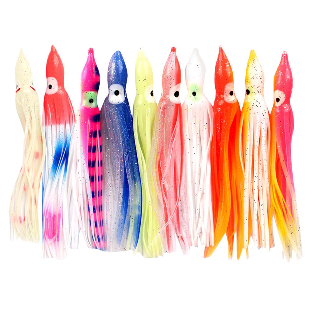 10pcs Silicone Squid Skirts  Soft  Baits Hoochie Octopus