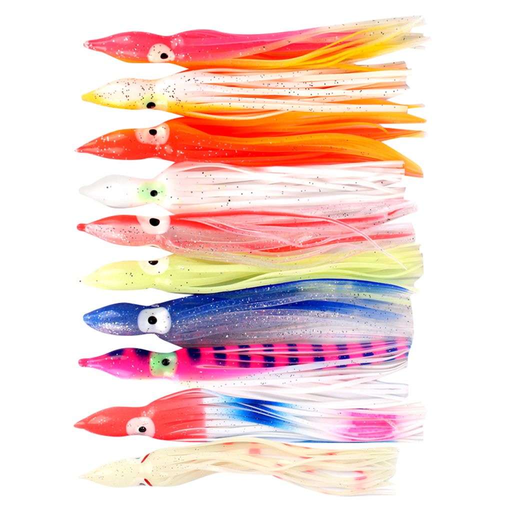 10pcs Silicone Squid Skirts  Soft  Baits Hoochie Octopus