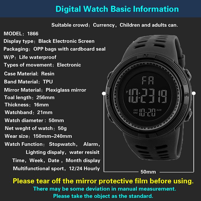Men's Multi Functional Sports Waterproof Electronic Watch