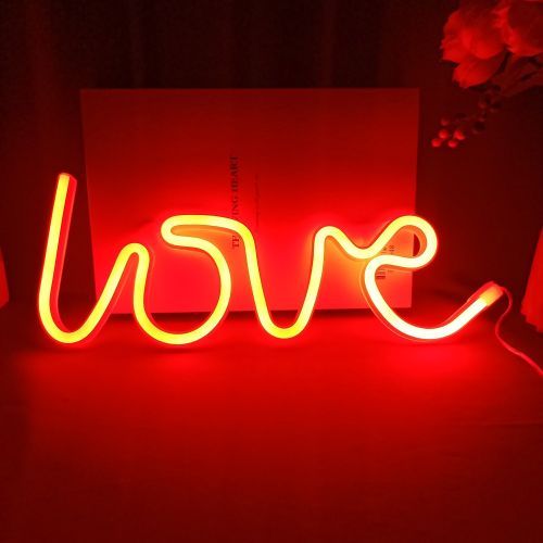 Love Neon Night Sign Lips Wall Art Sign Night Lamp Box USB