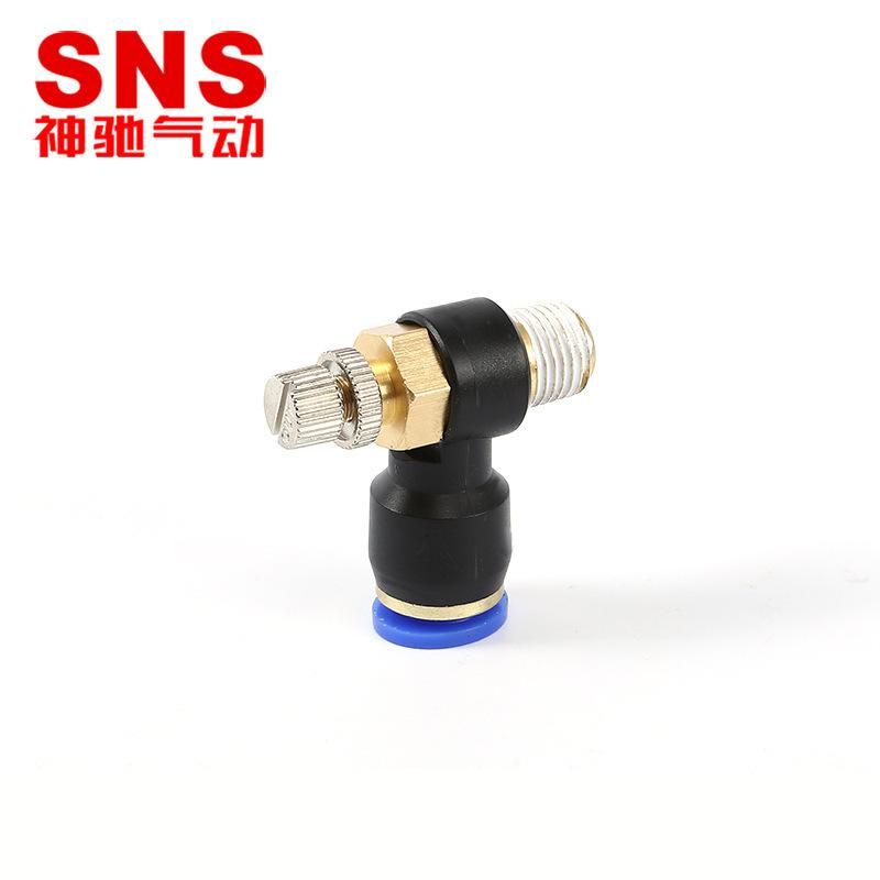 Sns Shenchi Pneumatic Factory Self-Pin Quick Connector One-Way Restrictive Valve Jsc Series Air Pipe Pneumatic Connector