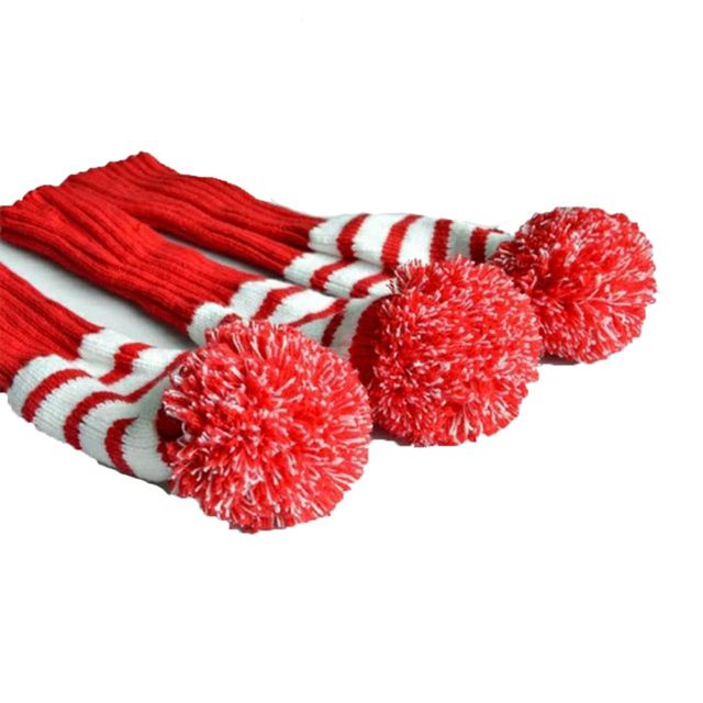 Fairway Metal Wood Red/black Golf Headcover Knit Pom Head