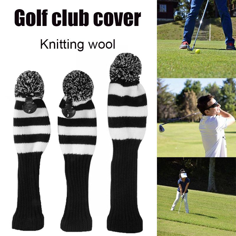 Fairway Metal Wood Red/black Golf Headcover Knit Pom Head
