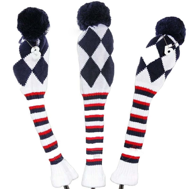 Fairway Metal Wood Red/black Golf Headcover Knit Pom Head
