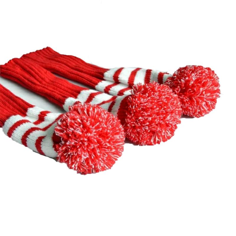 Fairway Metal Wood Red/black Golf Headcover Knit Pom Head